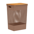 Cesto de Roupas Ou 49L com Tampa de Bambu Linha Grid