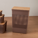 Cesto de Roupas Ou 49L com Tampa de Bambu Linha Grid