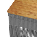 Cesto de Roupas Ou 49L com Tampa de Bambu Linha Grid