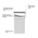 Lixeira de pedal com duplo compartimento Ou 20L Linha Trium