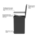 Lixeira de pedal com duplo compartimento Ou 20L Linha Trium