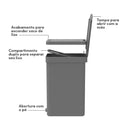 Lixeira de pedal com duplo compartimento Ou 20L Linha Trium