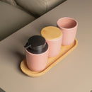 Porta Algodão e Cotonete em Cerâmica com Tampa de Bambu Ou Linha Osaka