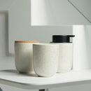 Porta Algodão e Cotonete em Cerâmica com Tampa de Bambu Ou Linha Osaka