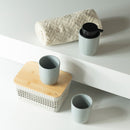 Porta Algodão e Cotonete em Cerâmica com Tampa de Bambu Ou Linha Osaka